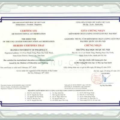 HANOI UNIVERSITY OF PHARMACY   A PRIDE OF QUALITY, A MARK OF PRESTIGE